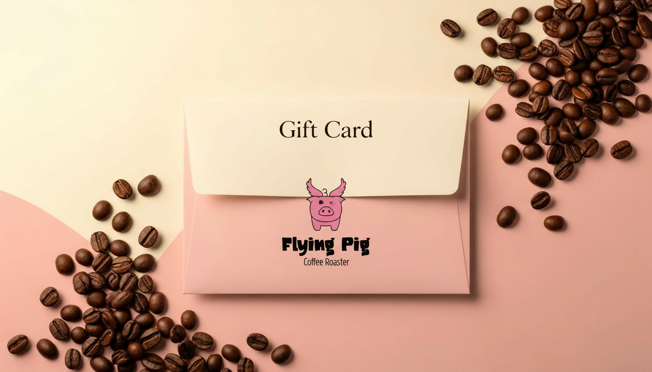 Flying Pig Coffee Roasters gift card with logo